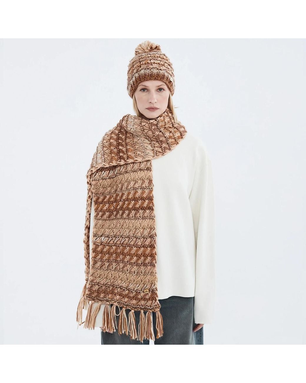 Norbron Brown Cherly Autumn Leaf Scarf