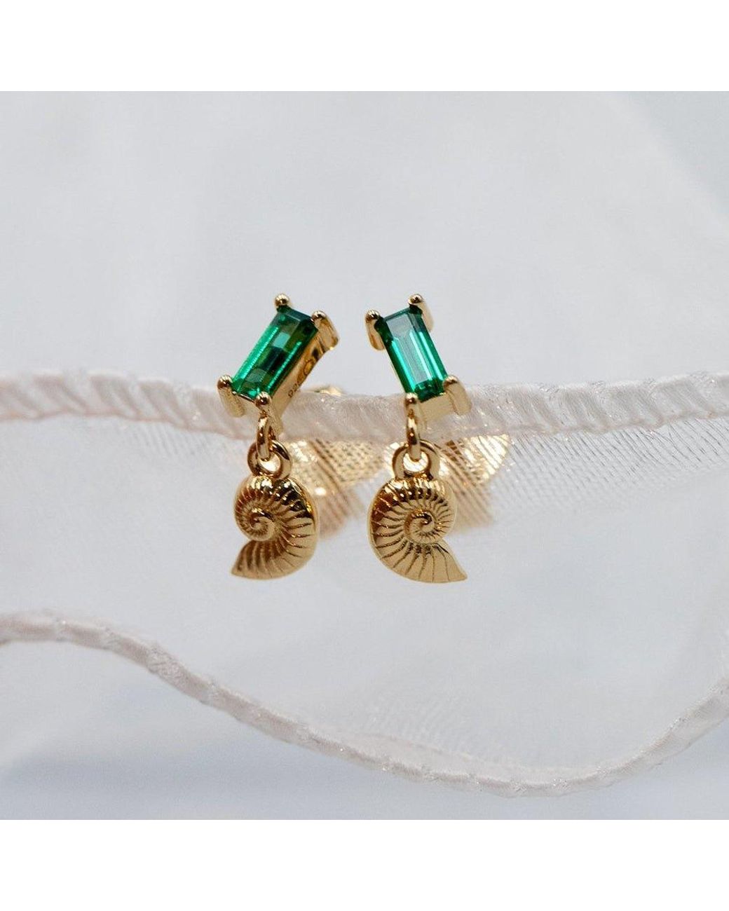 Cier Metallic Nautilus Stud Earrings