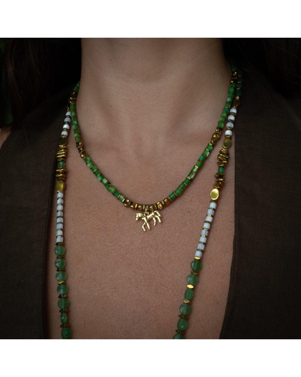 Ebru Jewelry Metallic Free Spirit Horse Charm Choker Necklace