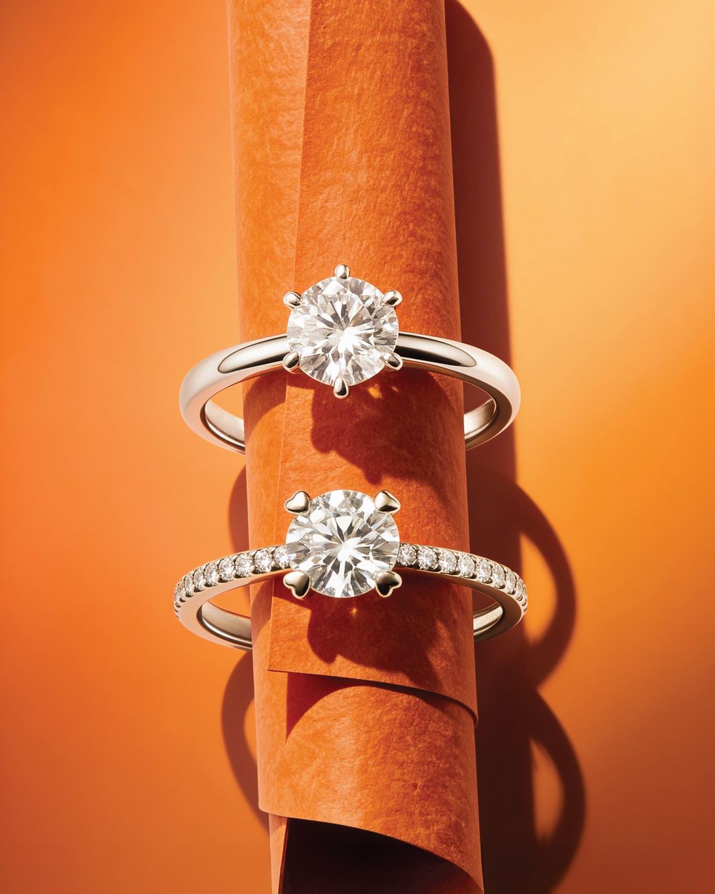 Arte Madrid White Simple Round Heart Prong Cathedral Pavé Ring