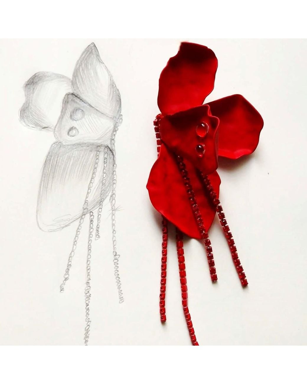 Laura Daili Red Crimson Blossom Earrings