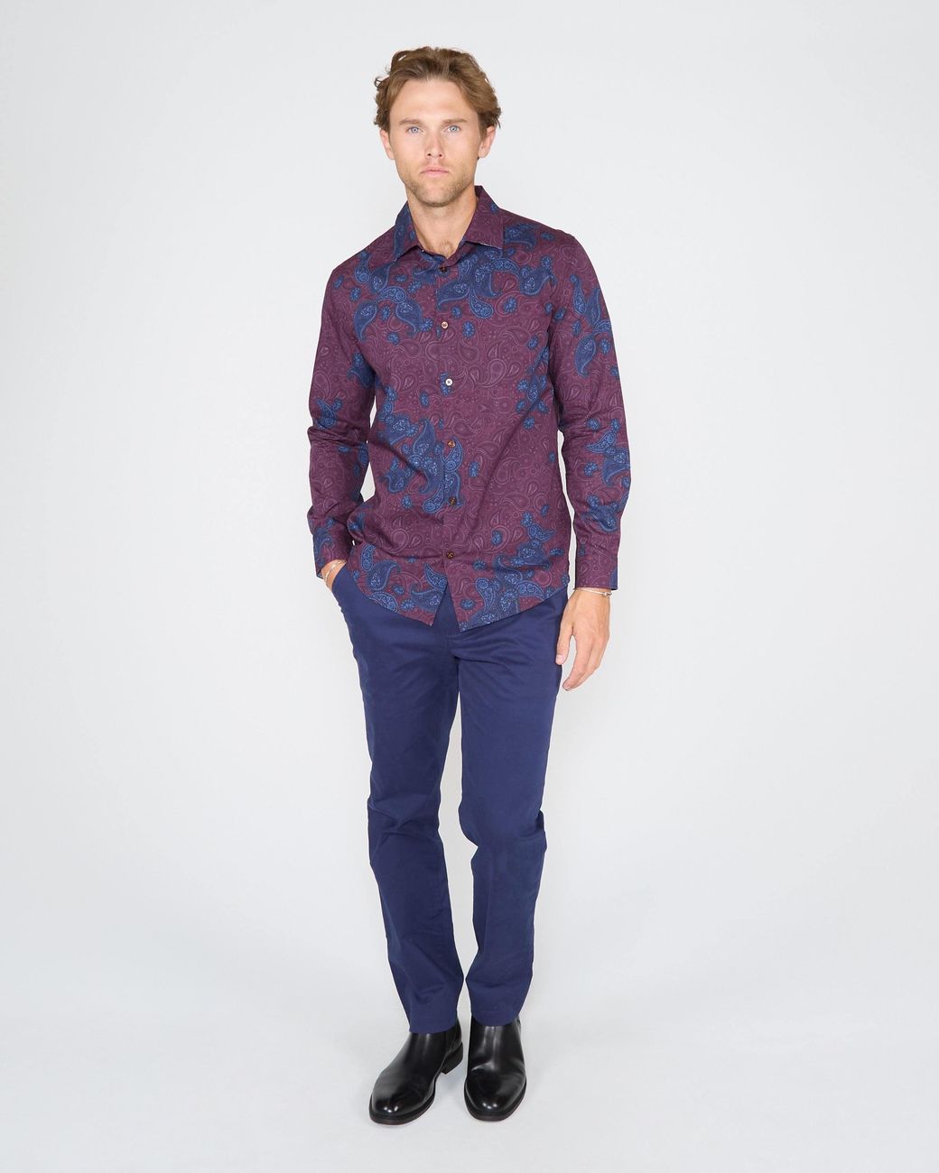 Lords of Harlech Blue Nigel Montgat Paisley Shirt for men