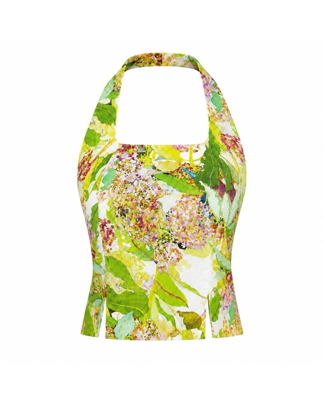 Lumina Eligma Yellow The Halterline Linen Blouse