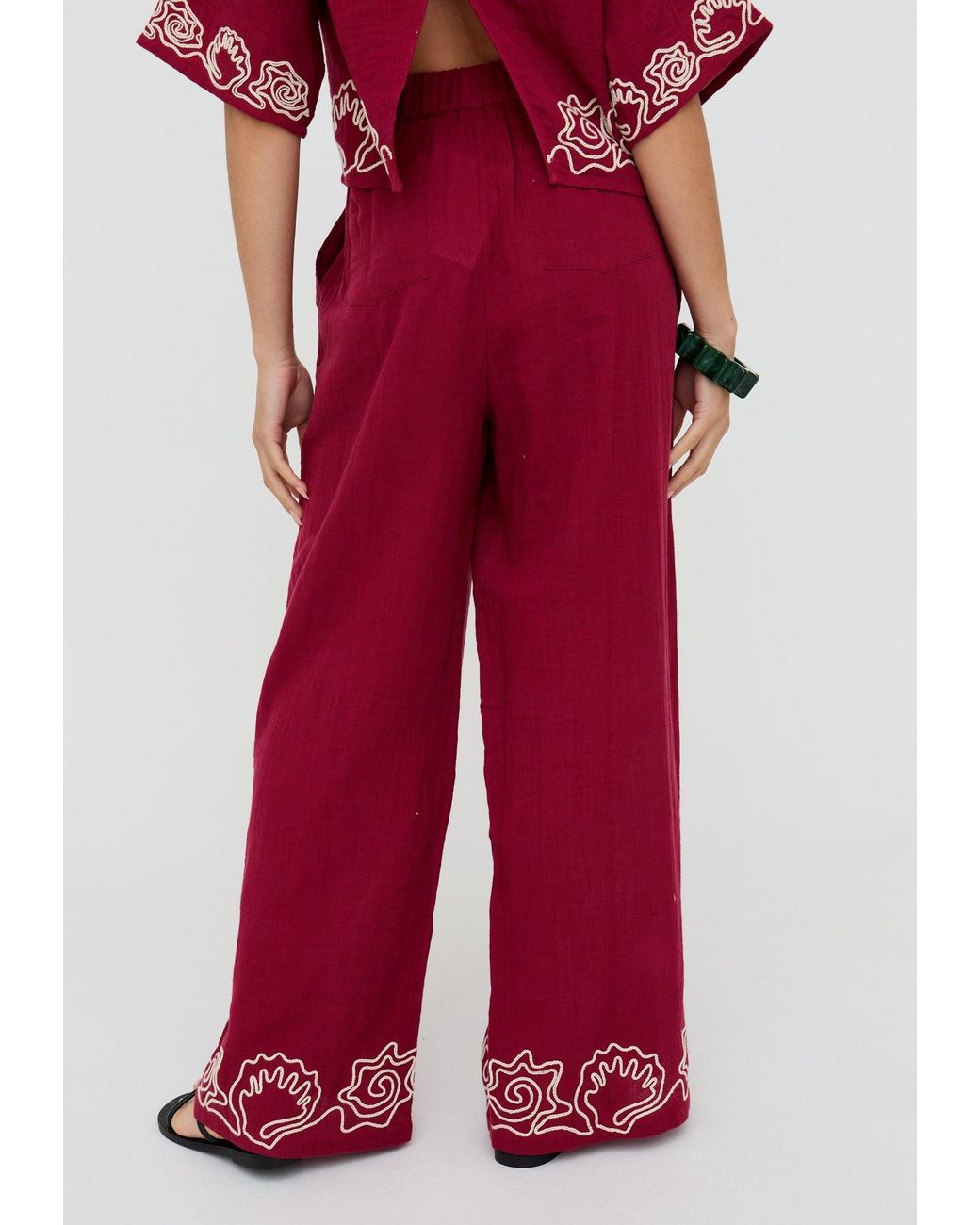 Raffya Milly Wide Leg Embroidered Trouser