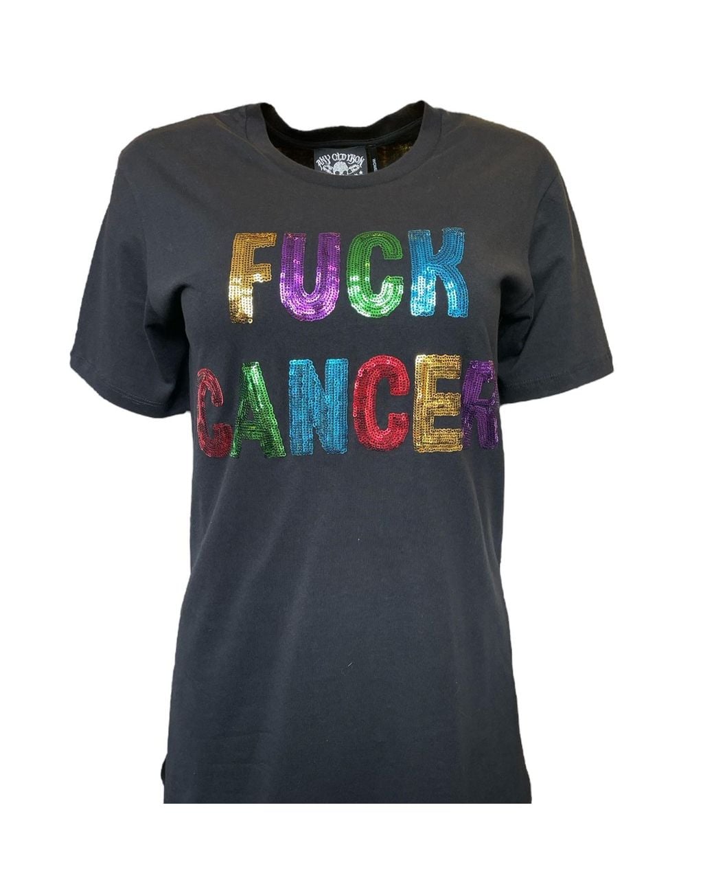 Any Old Iron Blue Fuck Cancer Sequin T-Shirt for men