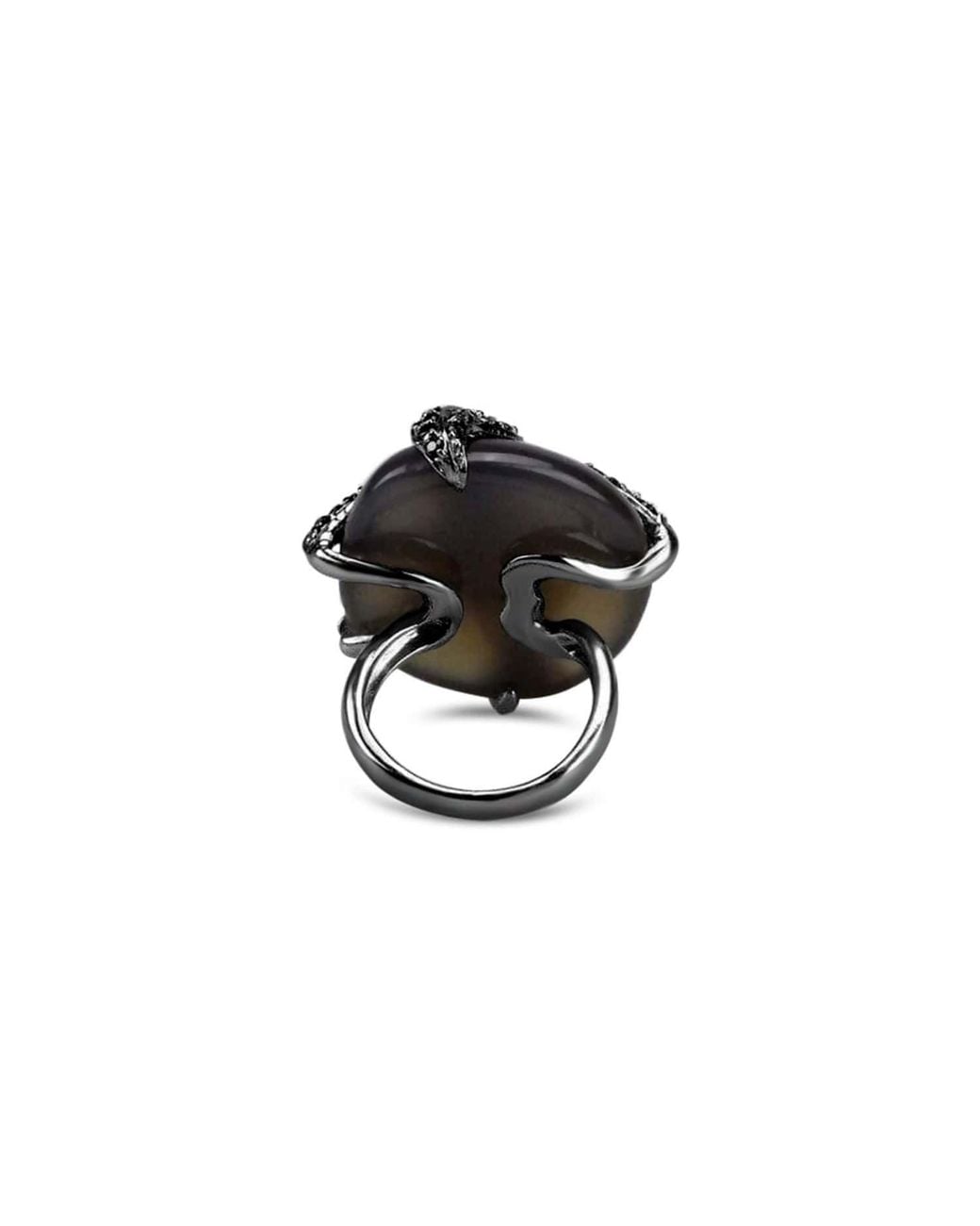 Bellus Domina Black Sterling Agate Umbra Starfish Cocktail Ring