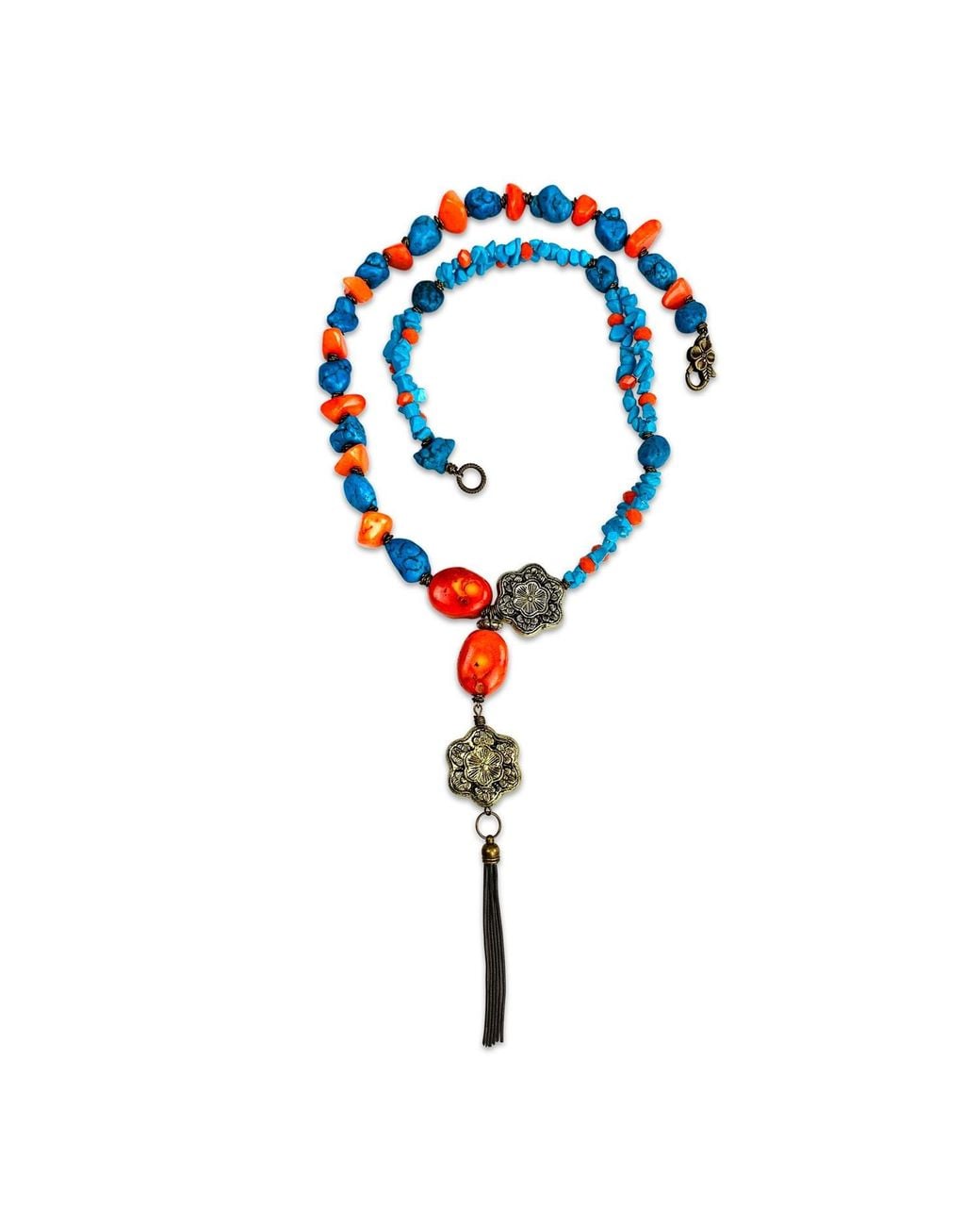 Bellus Domina Blue And Gemstone Long Necklace