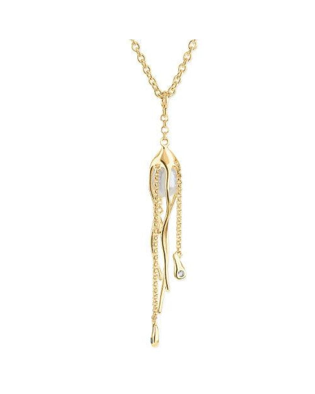 Lucy Quartermaine Metallic Pearl Drop Hug Pendant With Vermeil & Swarovski Crystals