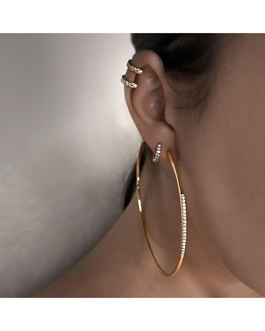 SALLY SKOUFIS Metallic Journey Earring With Made Cz Diamond