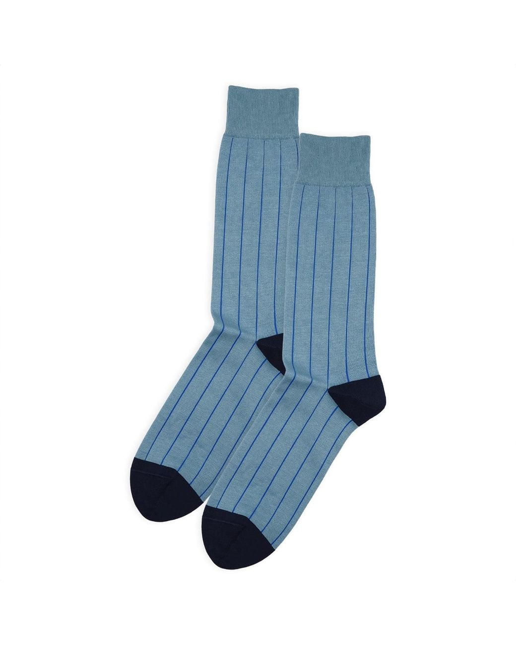 Peper Harow - Made in England Blue Pin Stripe Socks for men