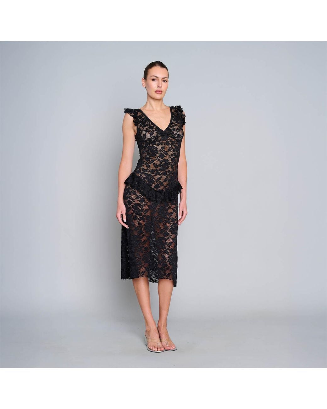 Love and Nostalgia Black Summer Love Lace Midi Dress