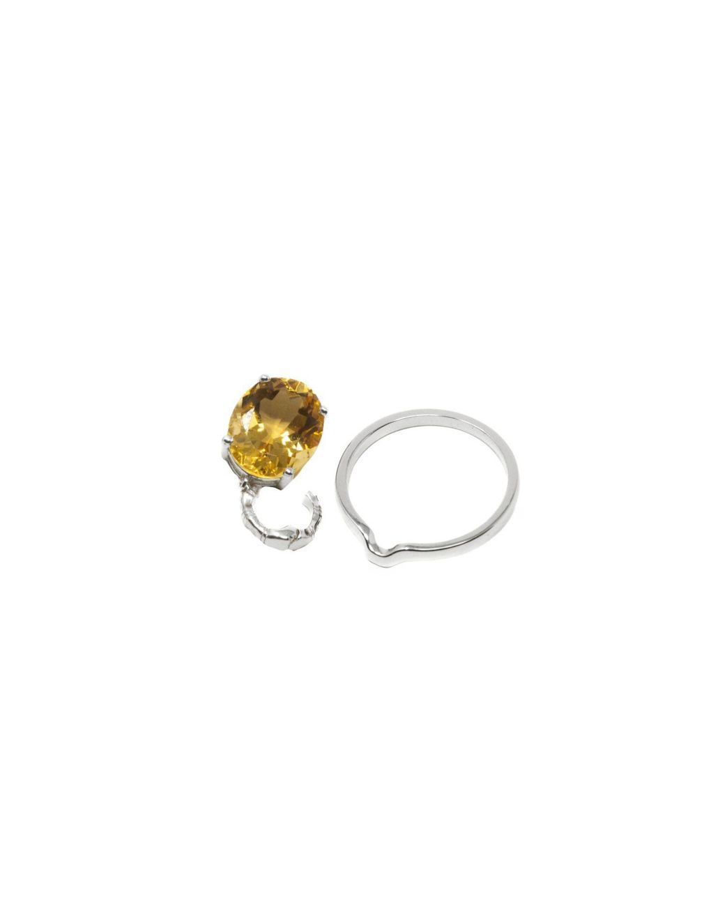 NASI SILVER Metallic Crystalis Dancer Ring- Citrine