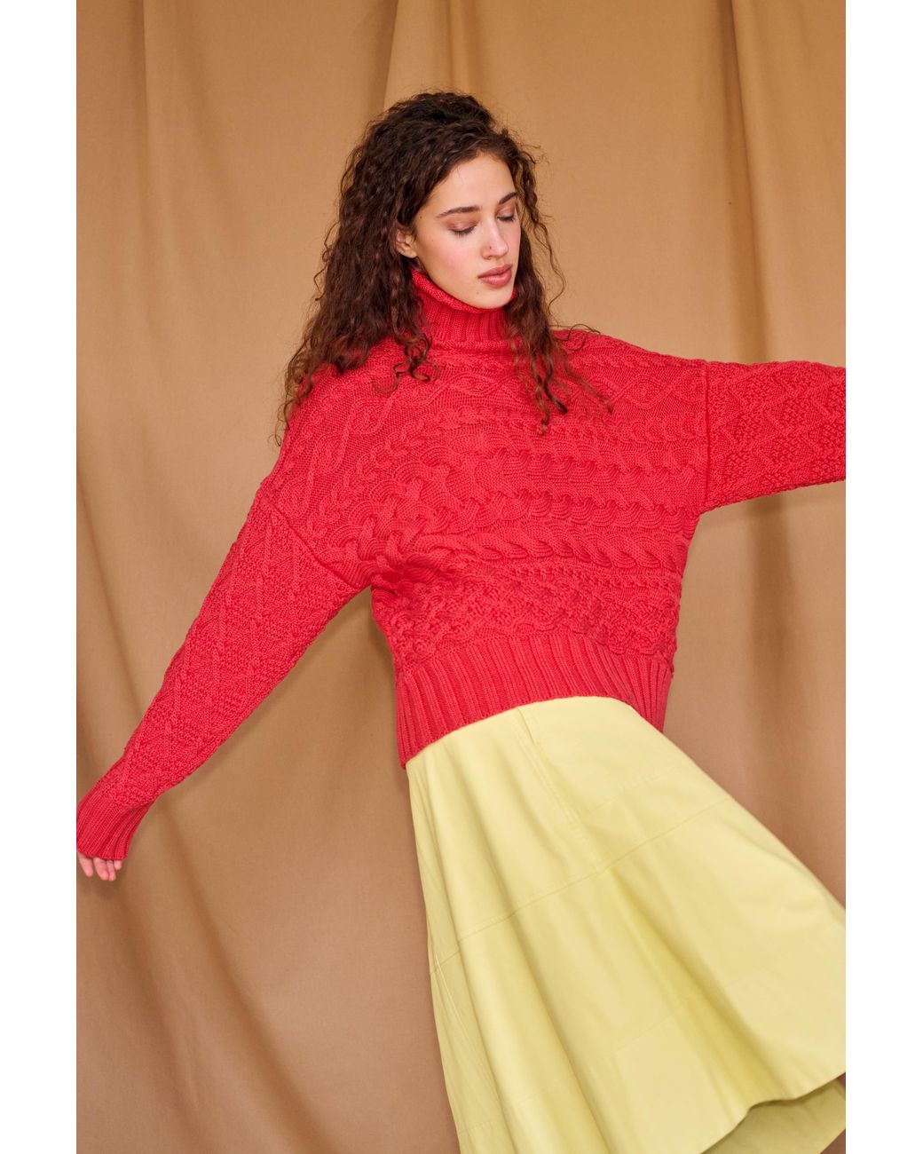 Gigi Knitwear Red Cable Sweater