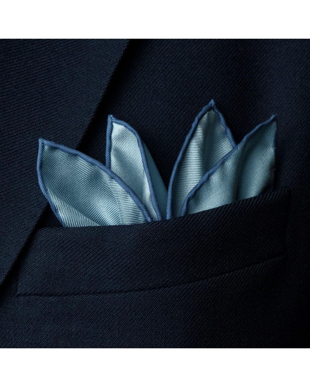 Otway & Orford Blue 'The Beautiful Game' Football Silk Pocket Square. Full-Size for men