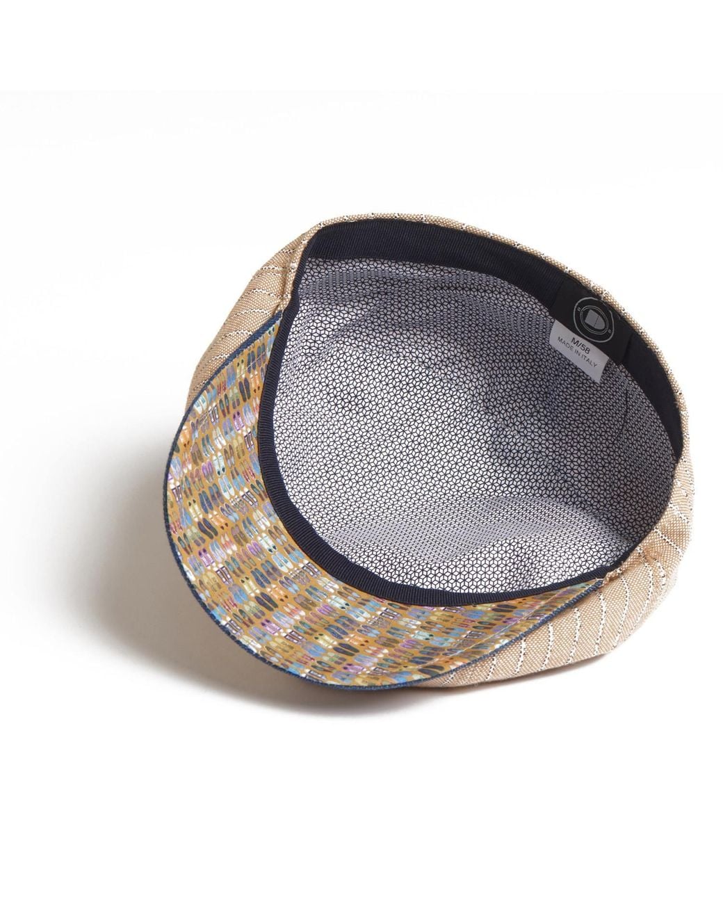 Dasmarca Hats Blue Neutrals Lloyd Stripe Peaked Summer Italian Linen Bakerboy Newsboy Cap for men