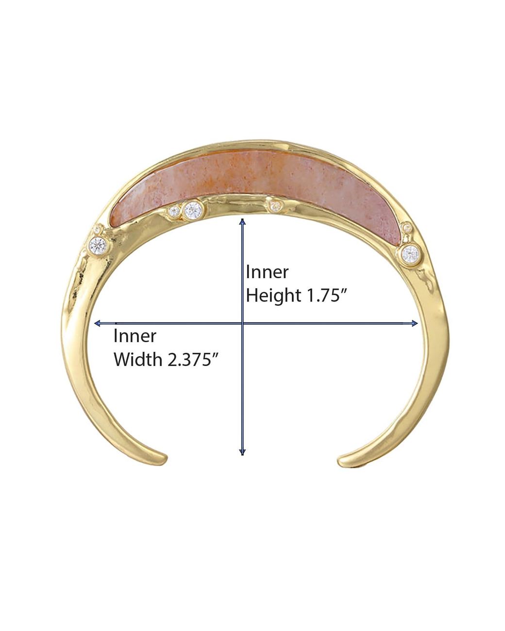 Rare Matters Jewelry Metallic Gemstone Inlay Bangle Cuff