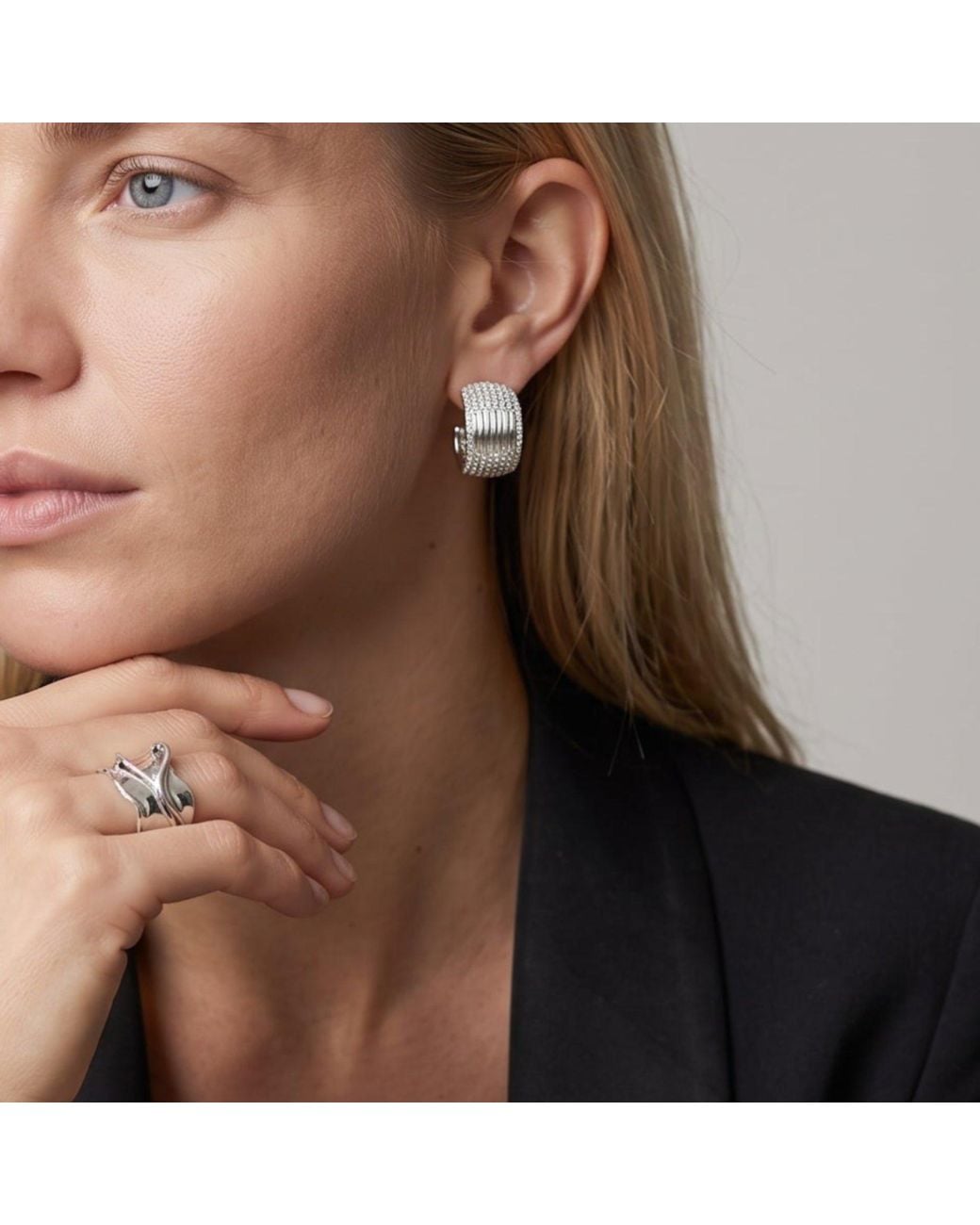 Uchi and Soto White Enso Stone Hoop Earrings