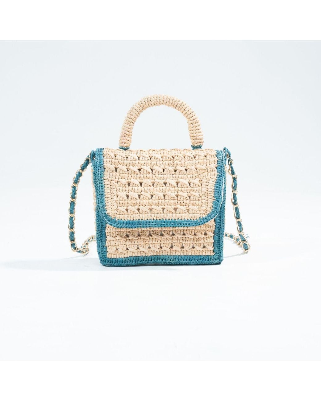 Zanatany Concepts Blue Brouly Raffia Bag