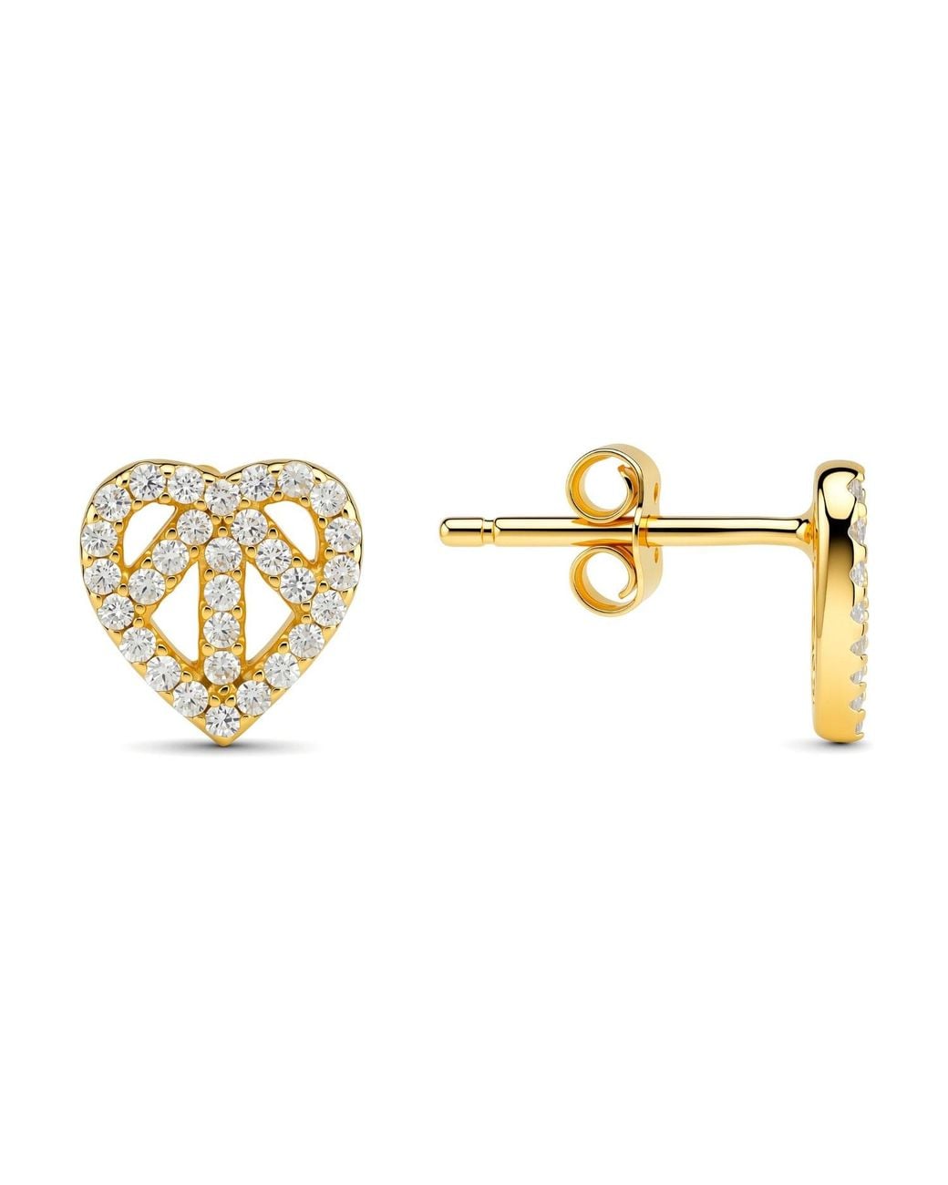 Kylie Harper Metallic Heart 'Peace' Diamond Cz Stud Earrings