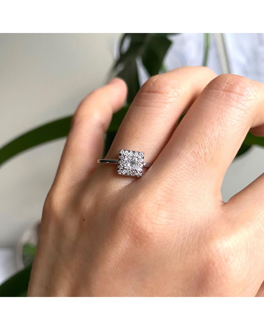 VicStoneNYC Fine Jewelry White Natural Princess Cut Diamond Engagement Ring
