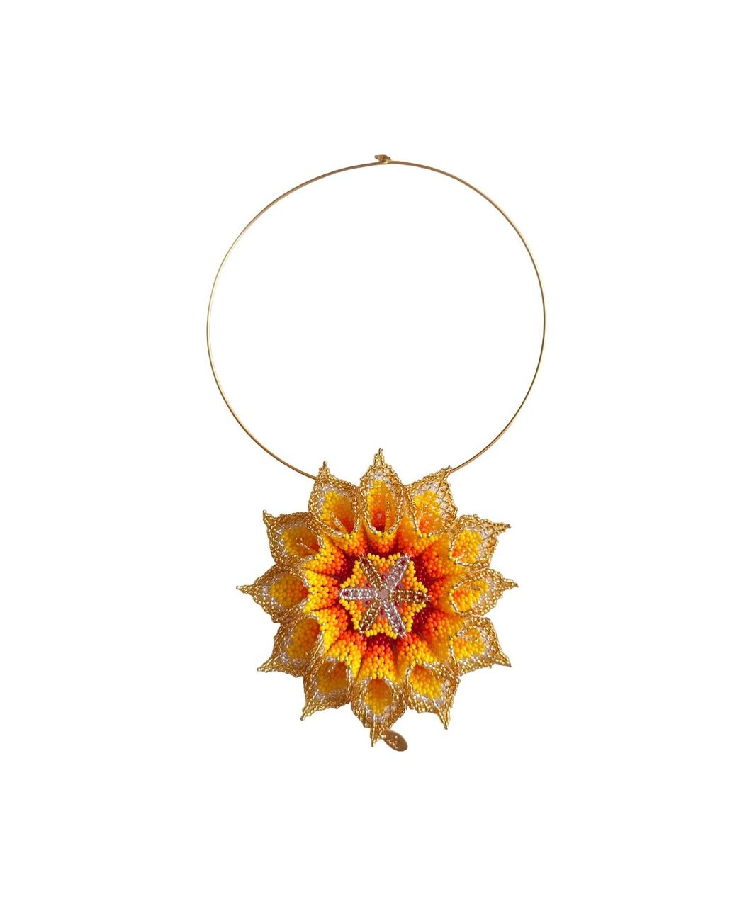 Iliana Arrazola Multicolor Dahlia Flower Choker, And, Glass Beads, Beaded Jewelry