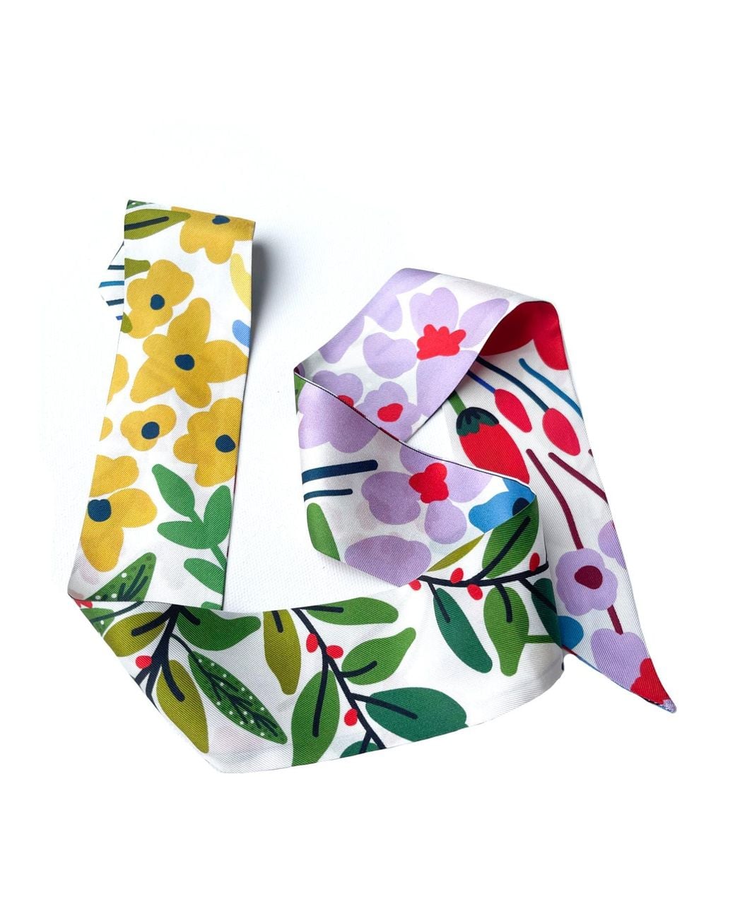 Jessie Zhao New York Red Silk Skinny Scarf Of Bloom