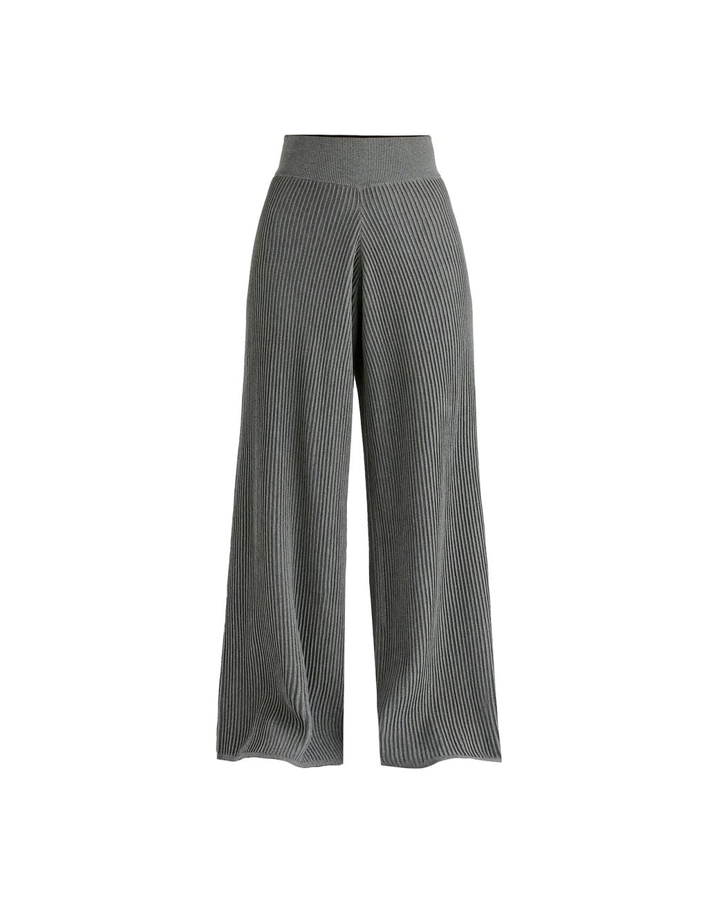 Paisie Gray Ribbed Trousers With Wide Waistband