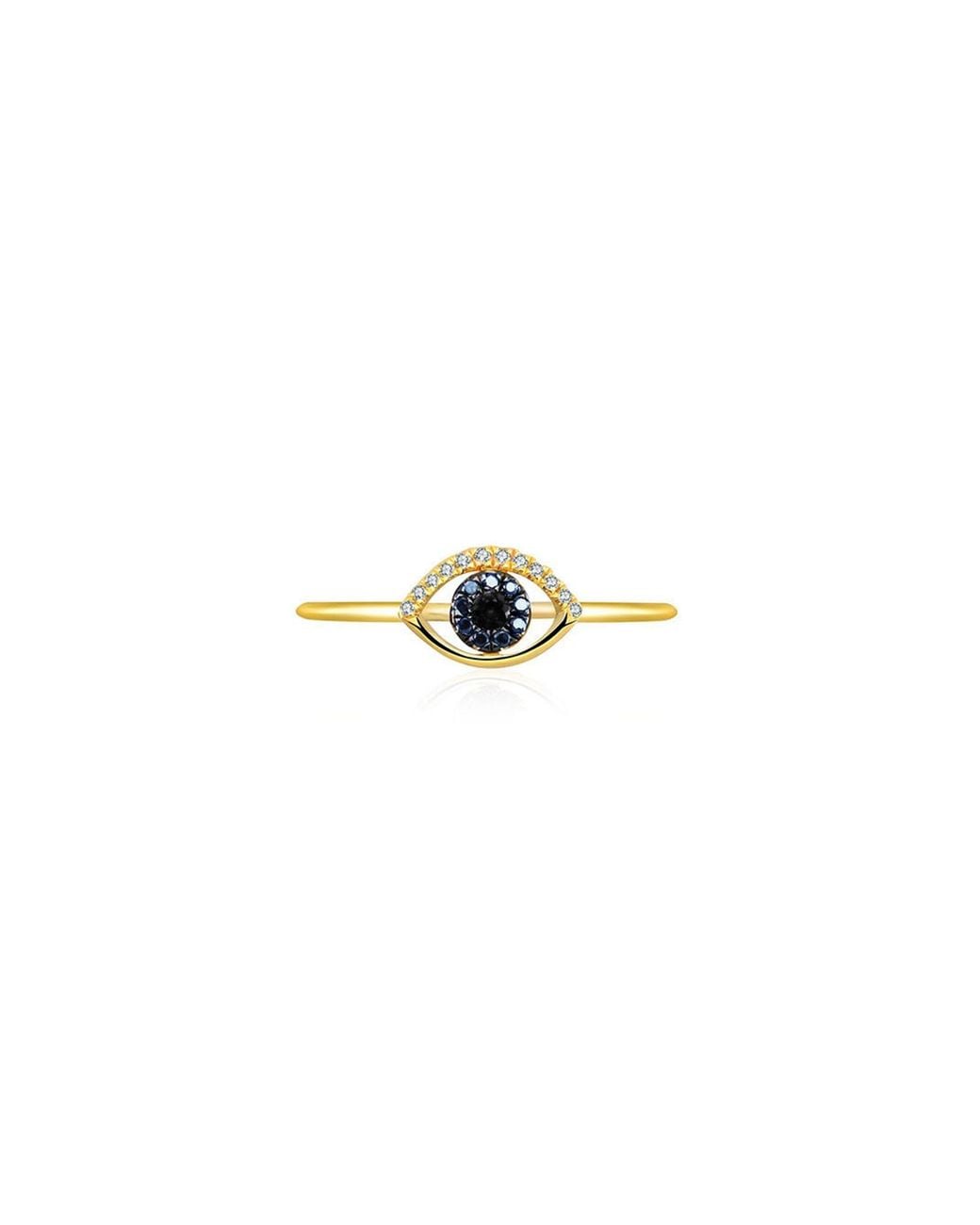 Genevieve Collection Metallic 18K Evil Eye Sapphire Diamond Ring