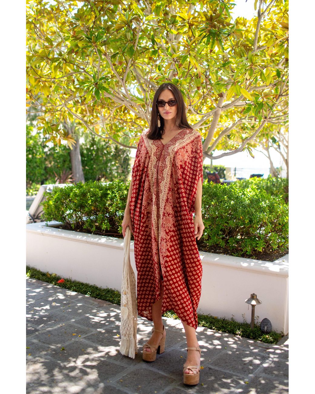Jennafer Grace Red Artemis Ochre Paisley Caftan