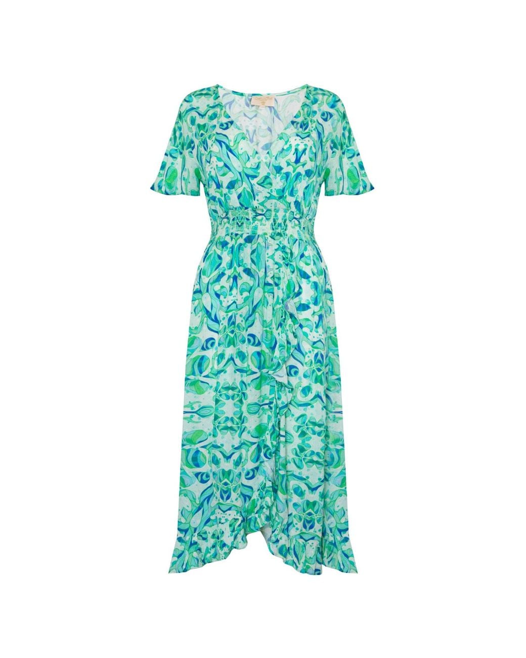 Sophia Alexia Green Floral Mermaid Croatia Crinkle Midi Dress