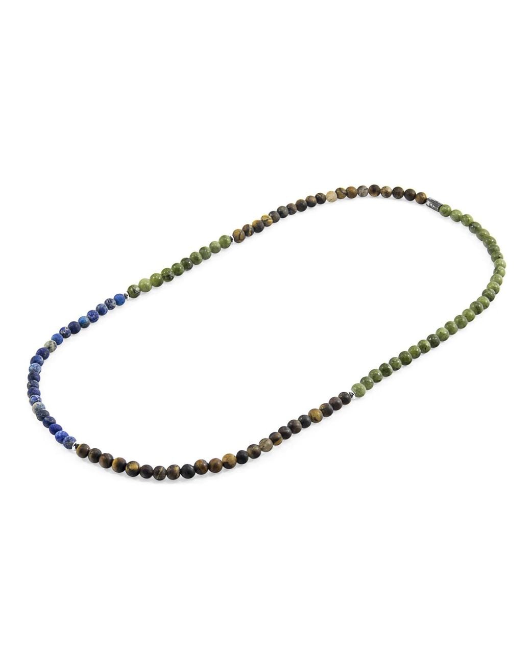 Anchor and Crew Metallic Tigers Eye, Sodalite & Jade Isaac & Stone Skinny Necklace X Wrap Bracelet for men