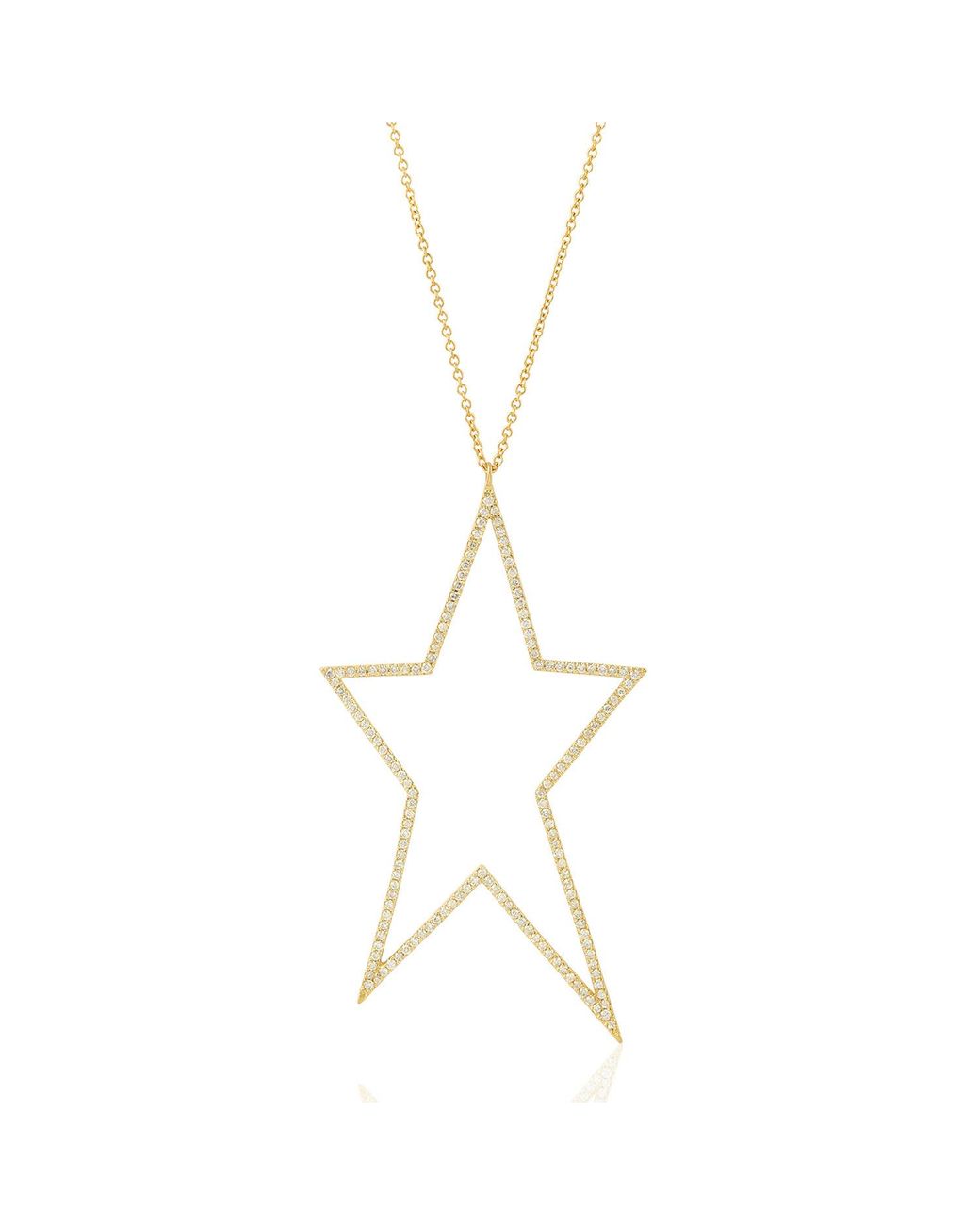 Artisan Metallic Radiant Starlight 14k Yellow Gold Natural White Diamond Star Necklace