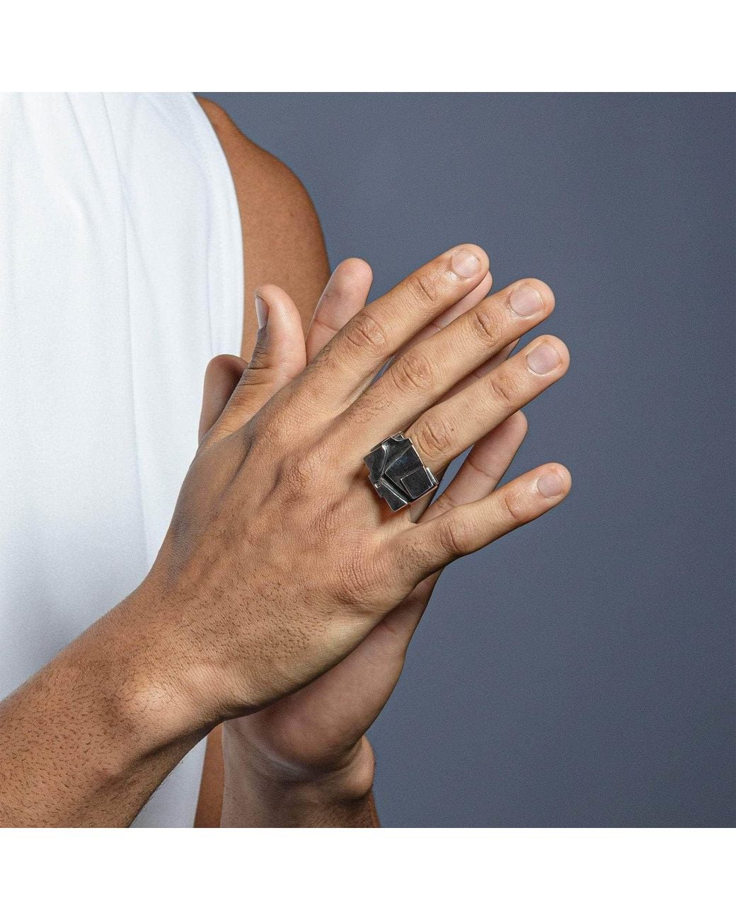German Kabirski Metallic Nexus Oxidized Band With Broken Glacier Effect for men