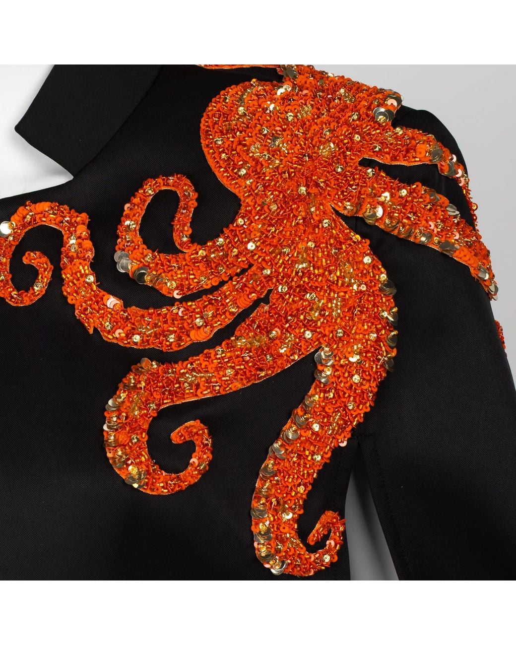 House of Laines London Black Laines Couture Tailored Cape With Embellished Octopus