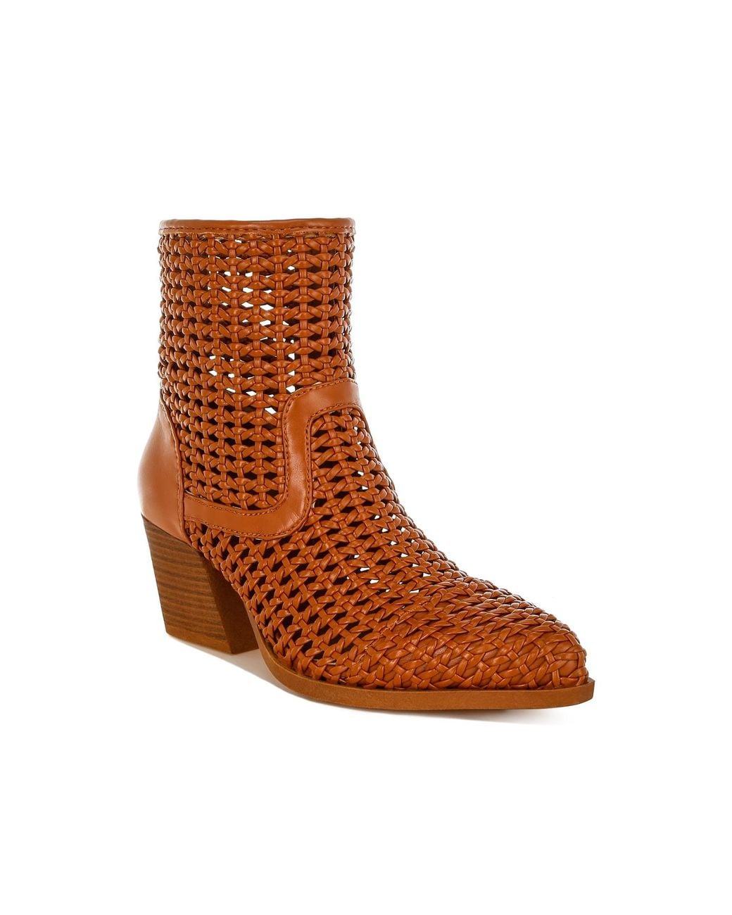 Rag & Co Brown Artisole Woven Pleather Block Heel Boots