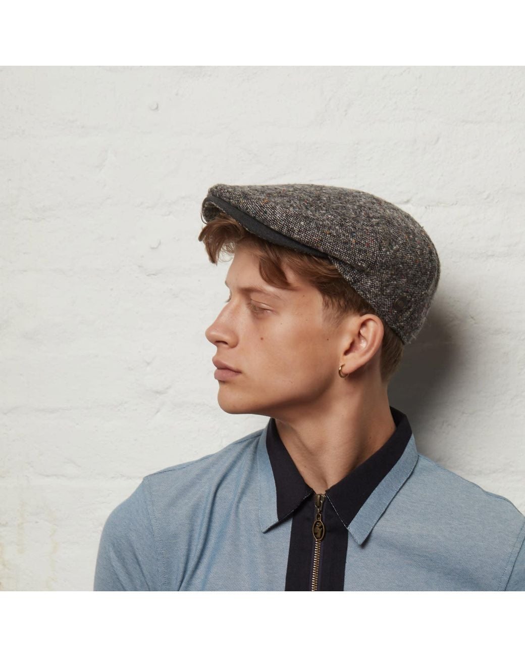 Dasmarca Hats Gray Neutrals Tailor Tweed Ukrainian Tweed Wool Cap For for men