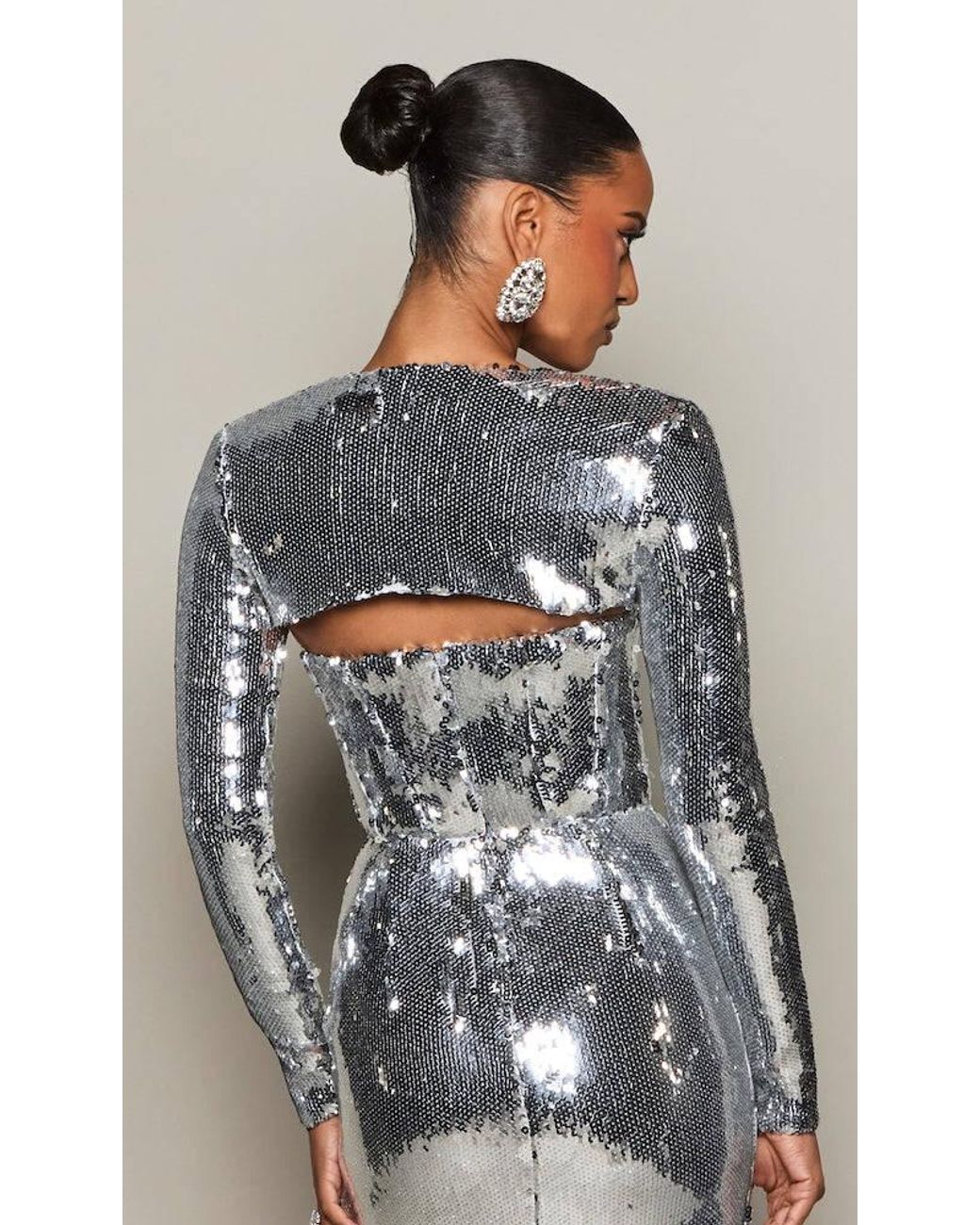 Moda Glam Gray Cyrene Sequin Bolero Jacket