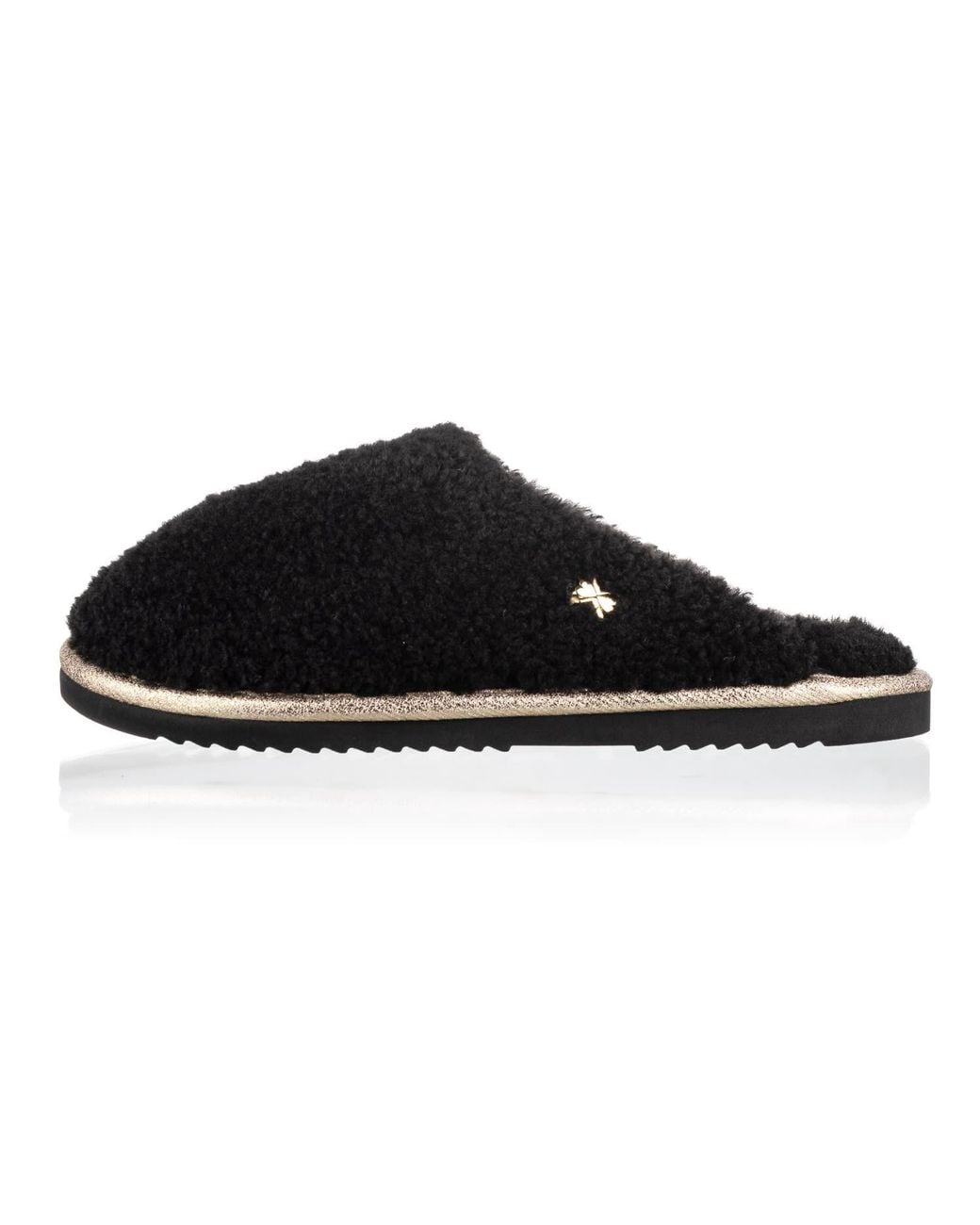 Laines London Black Teddy Closed Toe Slippers