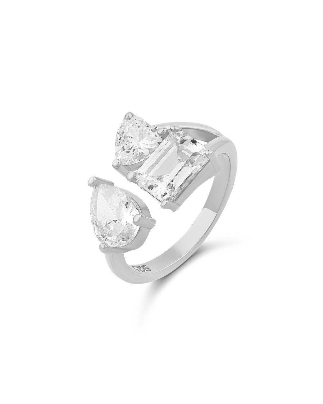 SHYMI White Mixed Shape Three Stone Open Ring