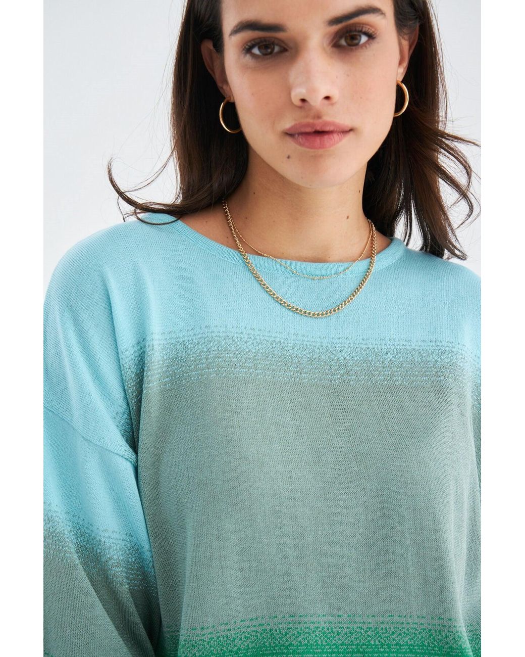 Peraluna Green Siri Knitted Blouse & Shorts Matching Set