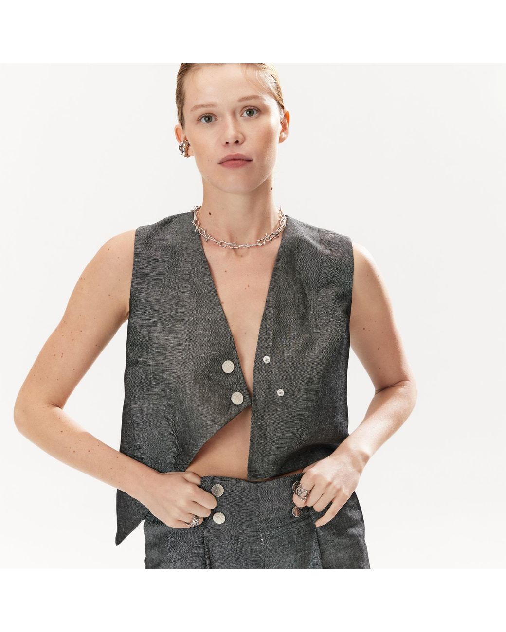 Mirimalist Gray Soul Linen Vest