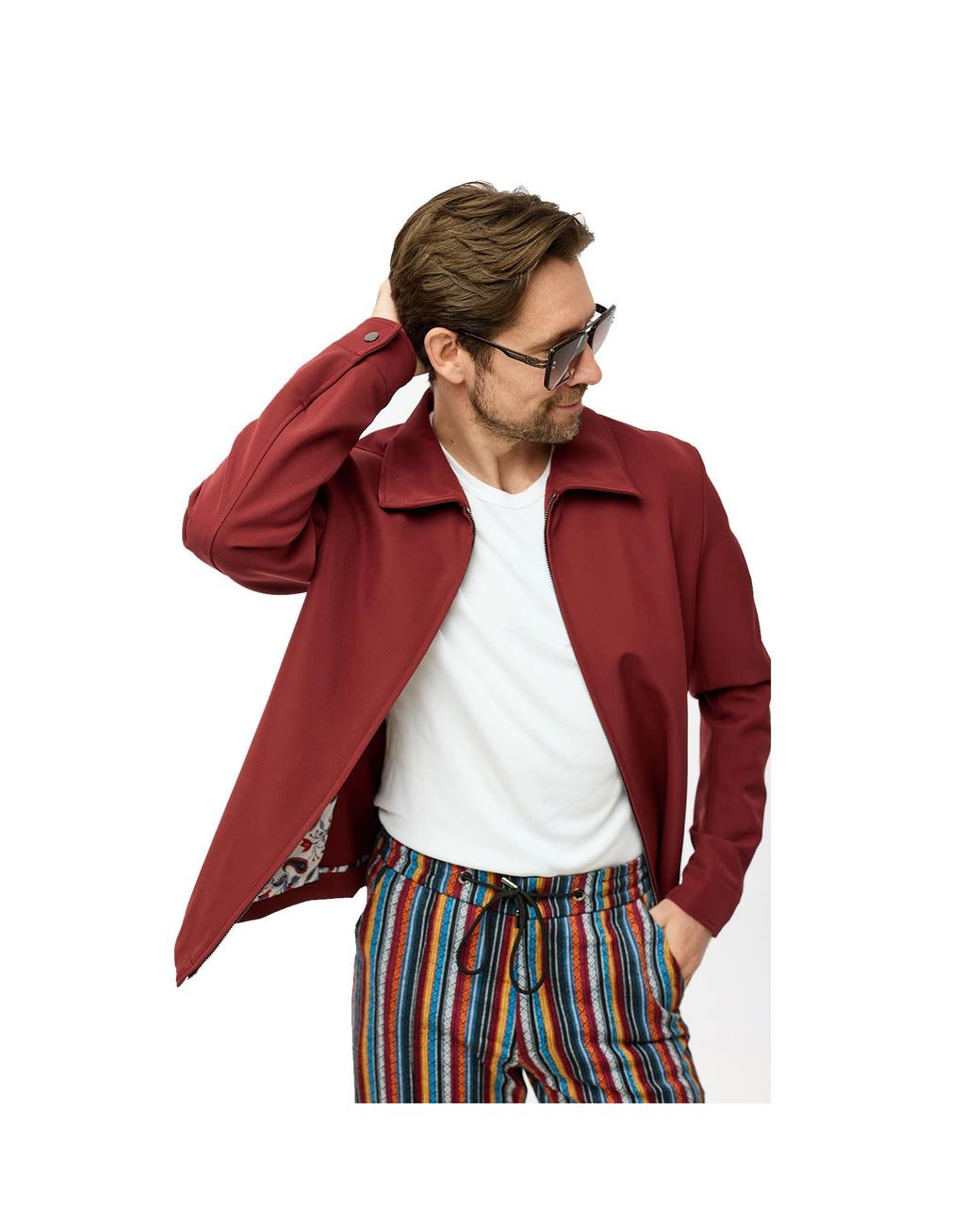 DAVID WEJ Red Ashford Relaxed Aviator Jacket for men