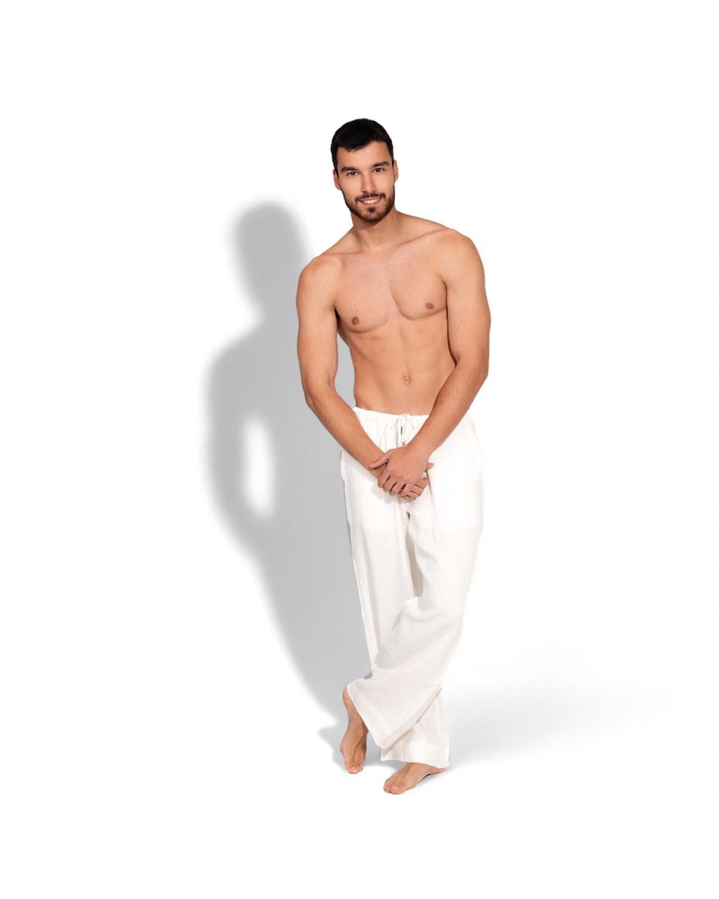 Maison Tangerine White Linen Wide Leg Long Trousers For
