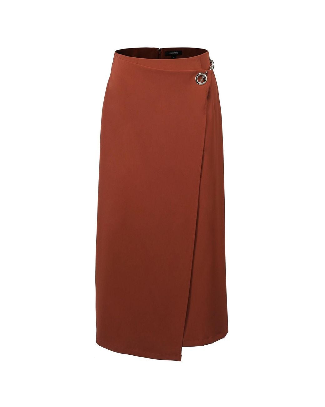Smart and Joy Brown Buckle On Side Wrap Effect Skirt