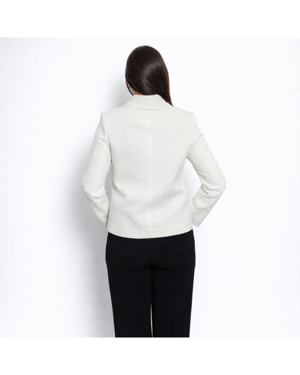 Nuvv Collection White Tweed Jacket With Button