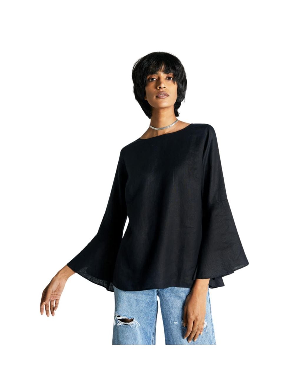 REISTOR Blue The Button Back Hemp Shirt