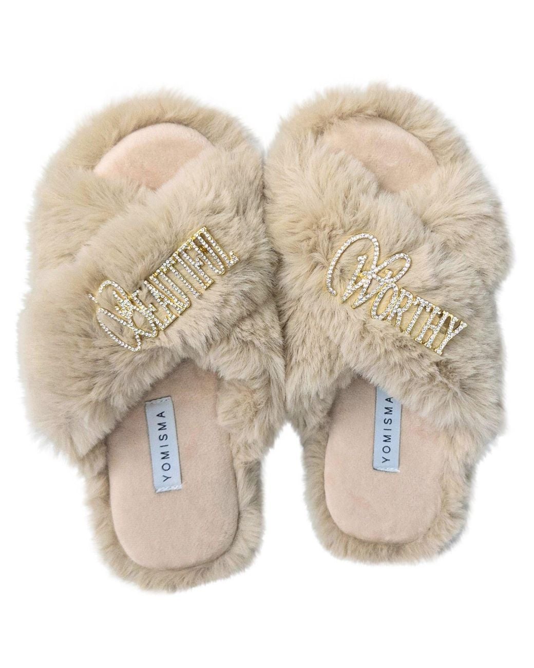 Yomisma Natural Neutrals Faux Fur Slippers