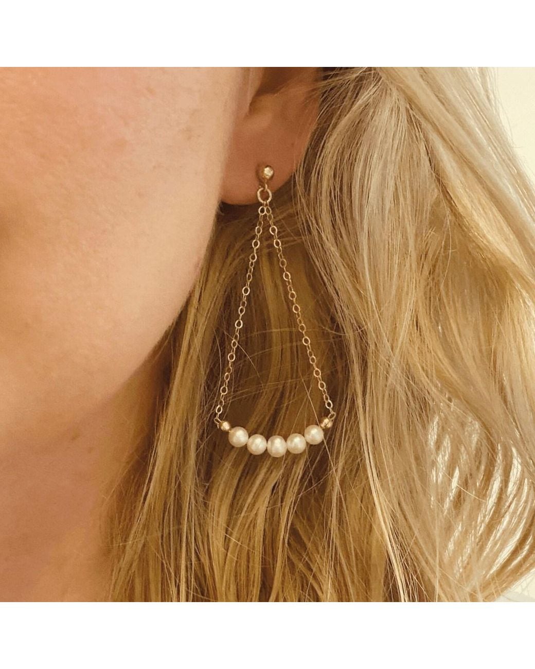 Herself Collections Metallic Talia Pearl Drop Earrings