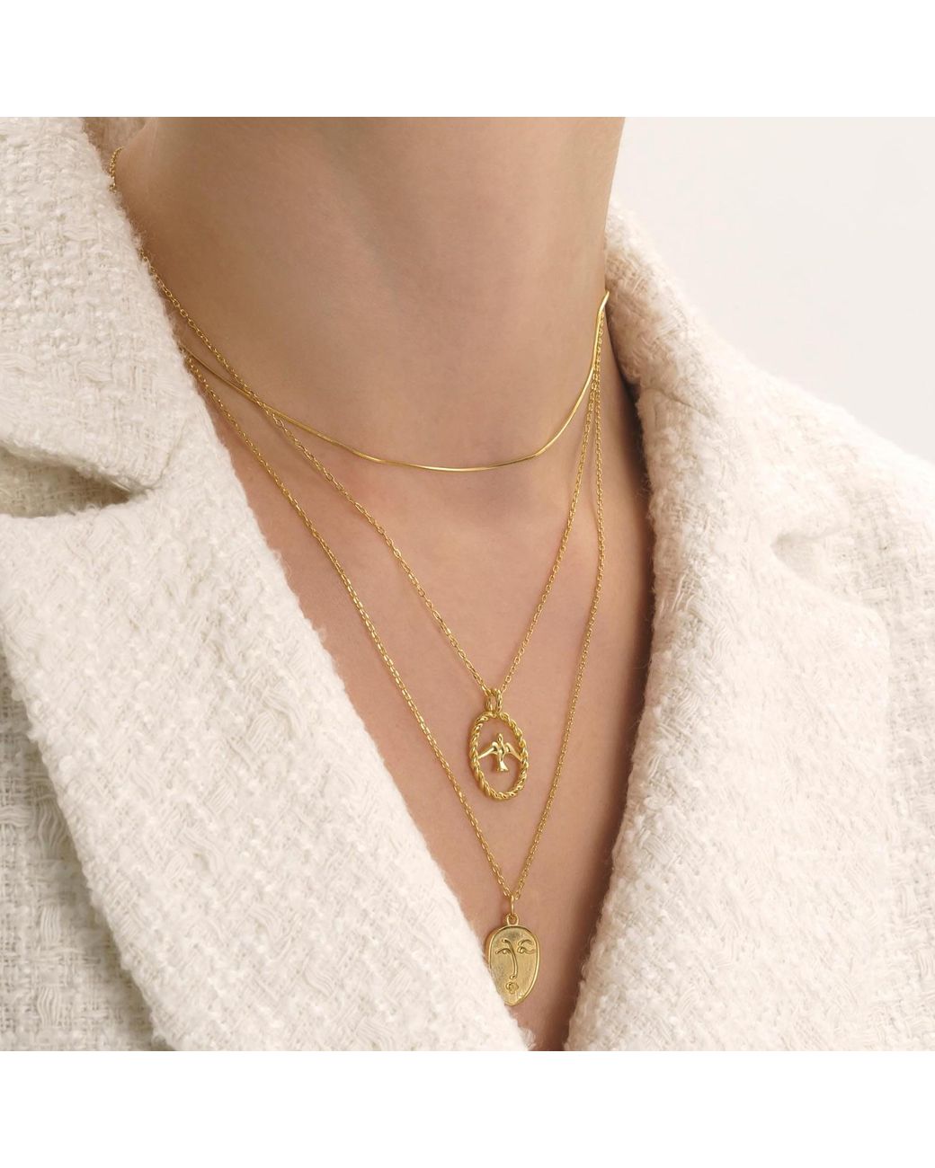 Elk & Bloom Metallic Herringbone Necklace