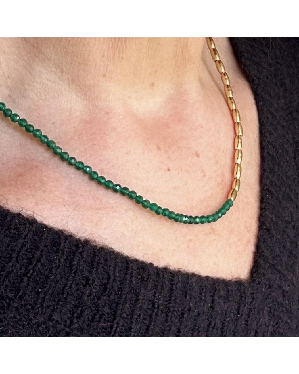 Clemence Wren Metallic Asymmetric Gemstone Necklace Nuggets